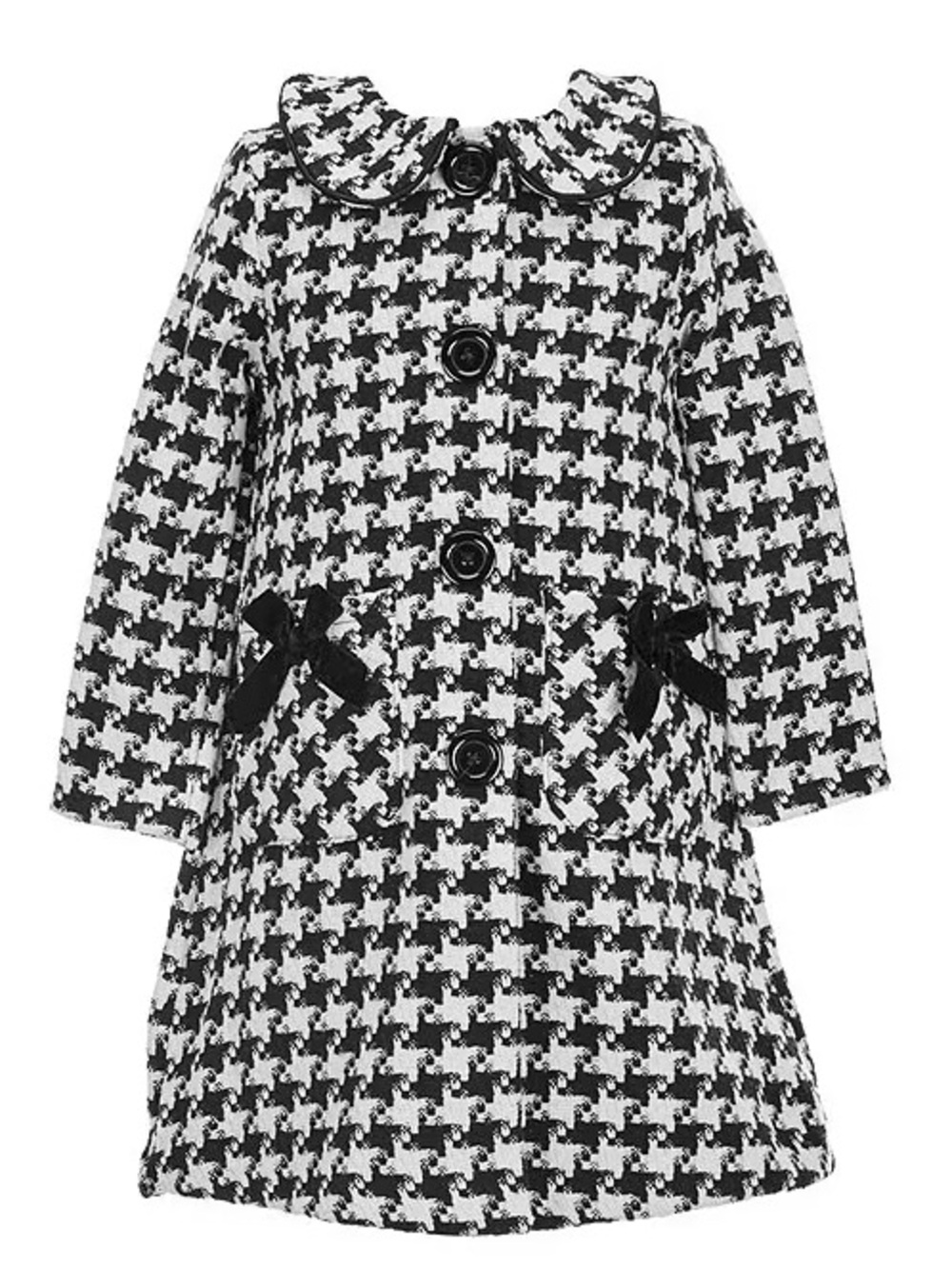 BONNIE JEAN Black & White Houndstooth Pea Coat girls